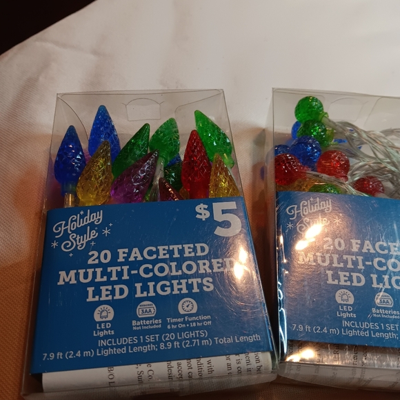 3 Boxes Of 20 Faceted Multi-Colored LED Lights Battery Operated W/Timer Function - Picture 2 of 3